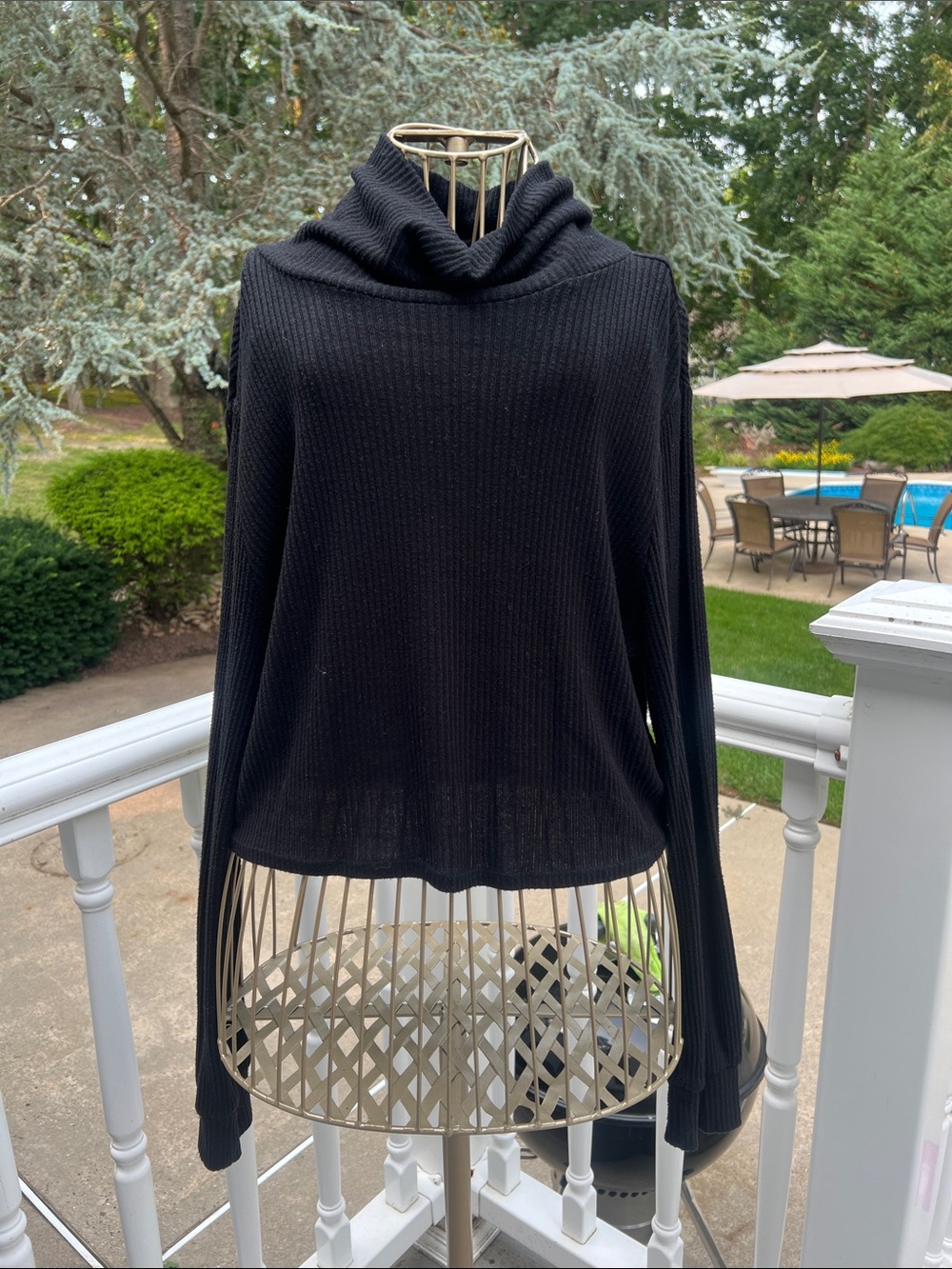 Garage Black Ribbed Cowl Neck Sweater